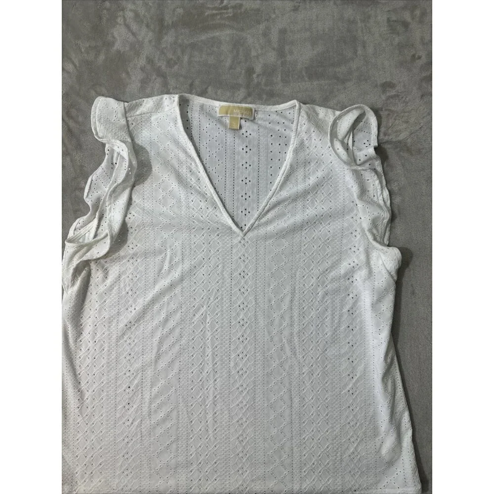 Women’s Michael Kors Blouse White V-Neck Size Xl